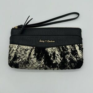 Juicy Couture‎ Gold/Black Sequin Zip Clutch Wristlet